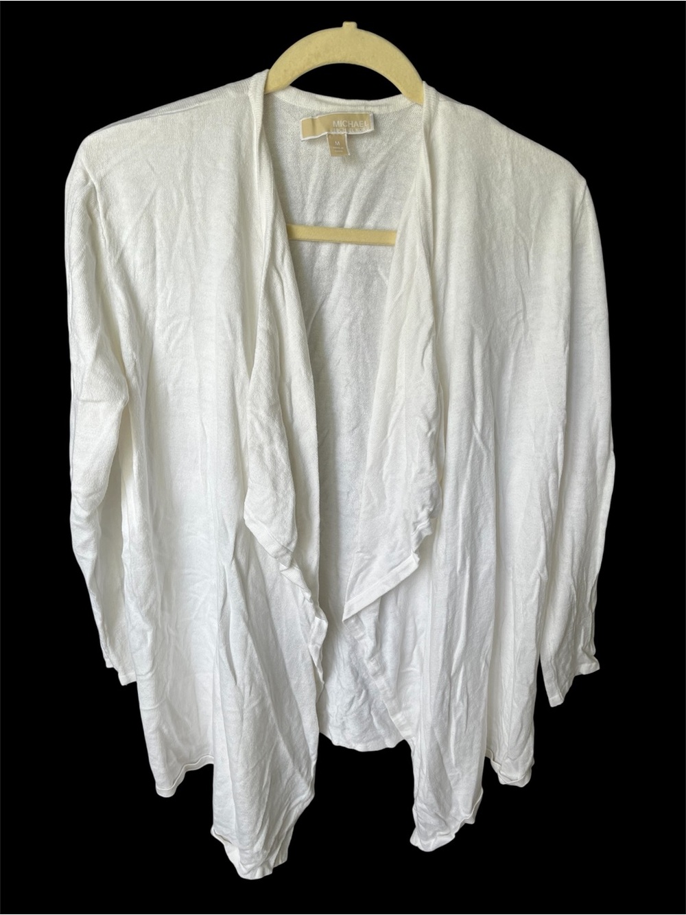 GUC MICHAEL KORS White Knit Open Front Waterfall Cardigan Sweater